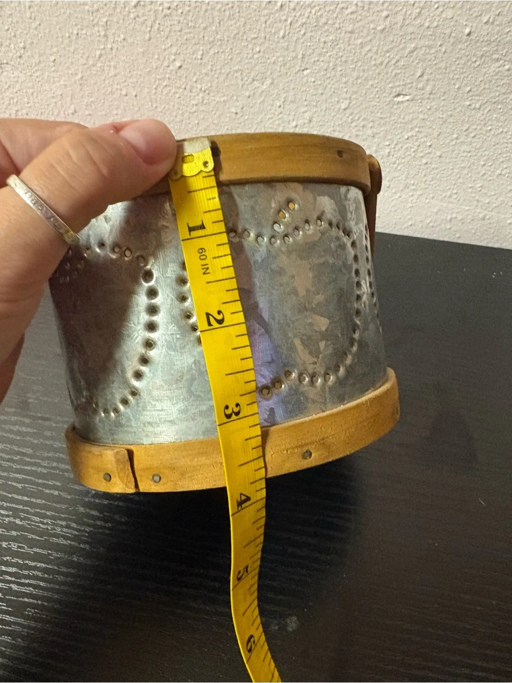 Primitive Pierced Tin Heart Candle Lantern Wood Handle Farmhouse Decor
